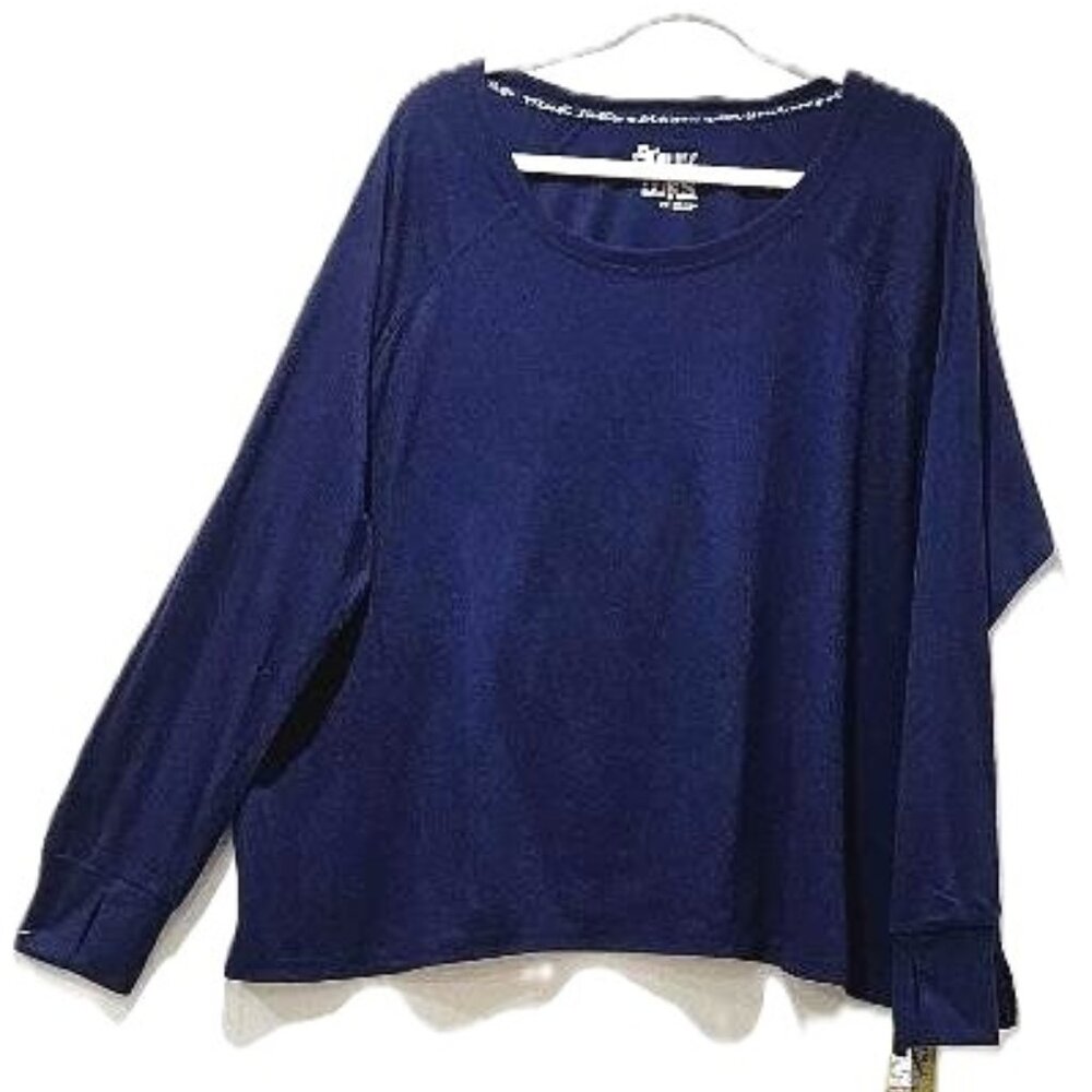 New MUK LUKS NAVY BLUE LONG SLEEVE THUMB CUFF TOP TEE  2X  COZY WARM FALL WINTER